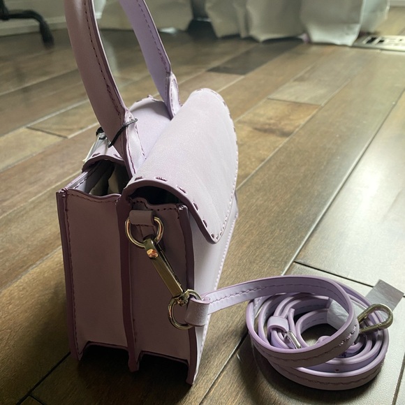 Zara Mini Crossbody Bag with Topstitching. Lilac Colour. - Picture 5 of 15